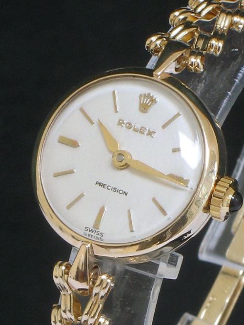 fig 3. GORGEOUS SOLID 9ct GOLD LADIES ROLEX PRECISION COCKTAIL WATCH c1957