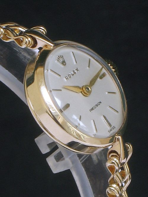 fig 4. GORGEOUS SOLID 9ct GOLD LADIES ROLEX PRECISION COCKTAIL WATCH c1957