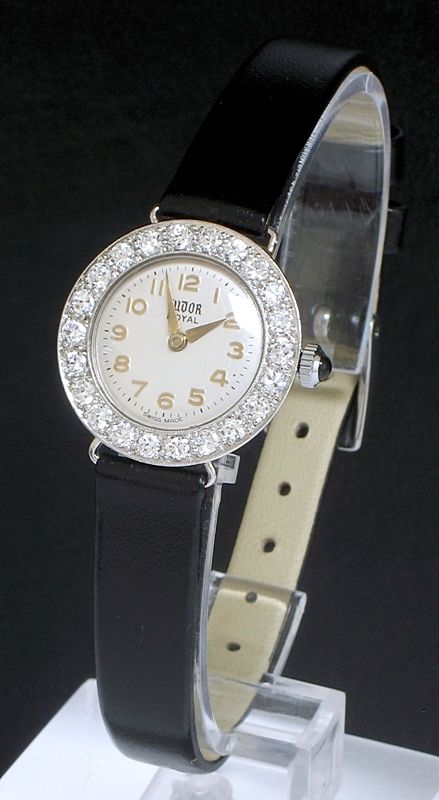 Exquisite Rolex Tudor Royal Art Deco Platinum and Diamonds Ladies Cocktail Watch C1940
