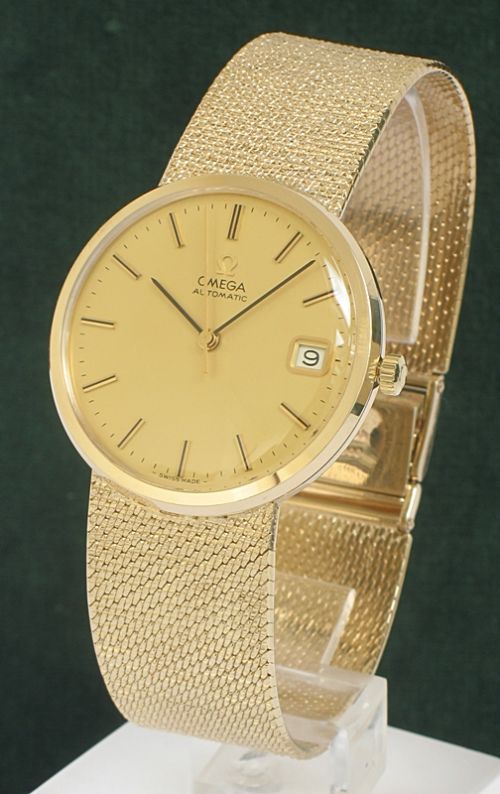 fig 1. SUPERB RARE SOLID 9CT GOLD OMEGA AUTOMATIC MENS WATCH WITH BOXES AND PAPERS