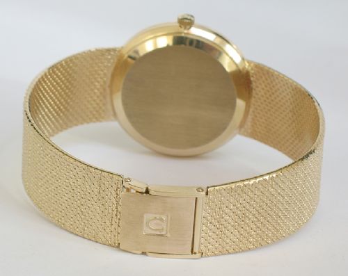 fig 6. SUPERB RARE SOLID 9CT GOLD OMEGA AUTOMATIC MENS WATCH WITH BOXES AND PAPERS
