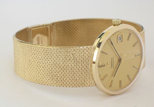 fig 7. SUPERB RARE SOLID 9CT GOLD OMEGA AUTOMATIC MENS WATCH WITH BOXES AND PAPERS
