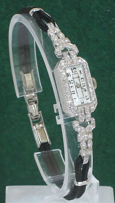 fig 1. DIVINE MOVADO ART DECO PLATINUM AND DIAMOND LADIES COCKTAIL WATCH C1930