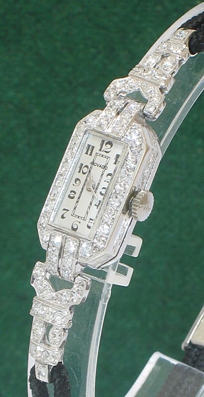 fig 2. DIVINE MOVADO ART DECO PLATINUM AND DIAMOND LADIES COCKTAIL WATCH C1930
