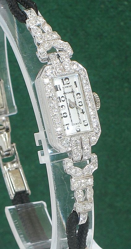 fig 3. DIVINE MOVADO ART DECO PLATINUM AND DIAMOND LADIES COCKTAIL WATCH C1930
