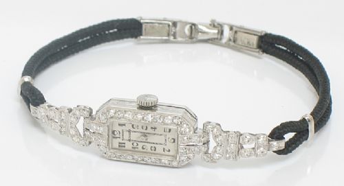 fig 4. DIVINE MOVADO ART DECO PLATINUM AND DIAMOND LADIES COCKTAIL WATCH C1930