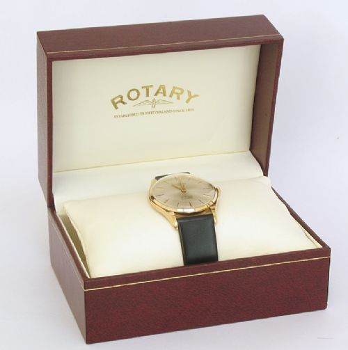 fig 9. MINT CONDITION SOLID 9CT GOLD ROTARY MENS WATCH WITH ORIGINAL BOX