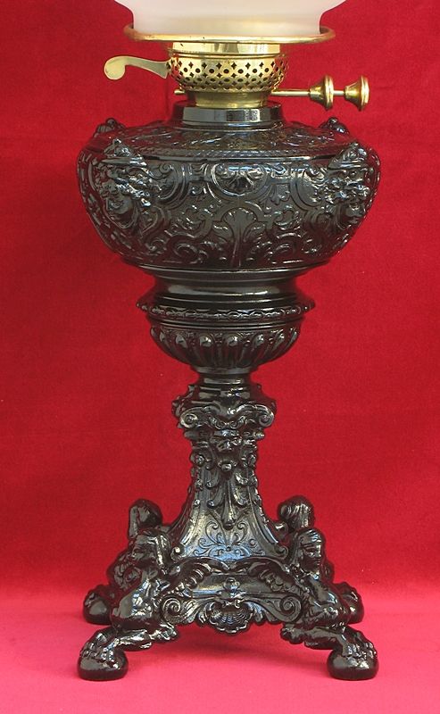 fig 1. UNUSUAL VICTORIAN ART NOUVEAU CAST IRON OIL LAMP C1890