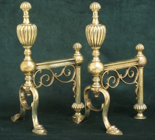 fig 2. STUNNING PAIR LARGE VICTORIAN SOLID BRASS FIRE DOGS C1870