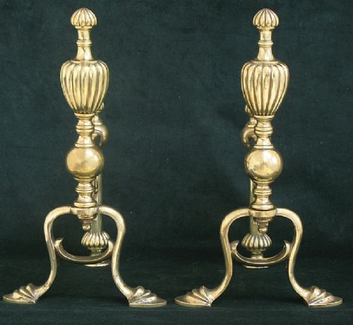 fig 3. STUNNING PAIR LARGE VICTORIAN SOLID BRASS FIRE DOGS C1870