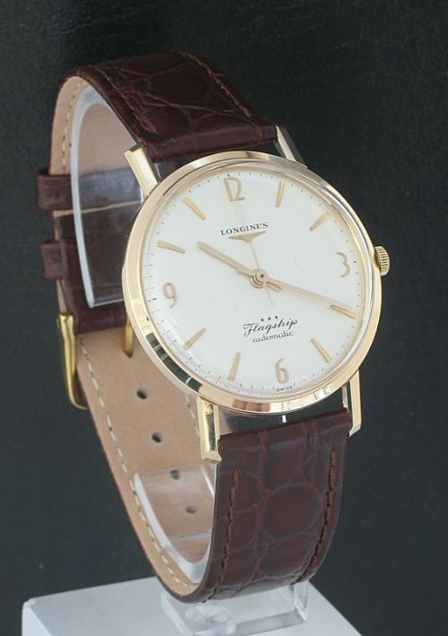 fig 1. STUNNING SOLID 9CT GOLD LONGINES FLAGSHIP AUTOMATIC MENS WATCH C1960