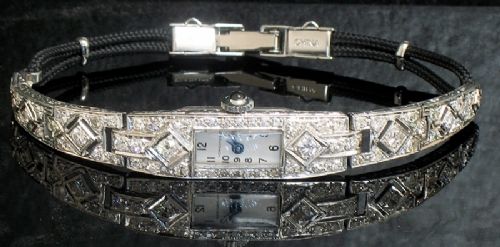 fig 3. BREATHTAKING ART DECO LONGINES PLATINUM AND DIAMOND ART DECO LADIES COCKTAIL WATCH C1930