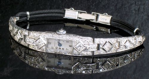 fig 5. BREATHTAKING ART DECO LONGINES PLATINUM AND DIAMOND ART DECO LADIES COCKTAIL WATCH C1930