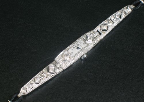 fig 6. BREATHTAKING ART DECO LONGINES PLATINUM AND DIAMOND ART DECO LADIES COCKTAIL WATCH C1930