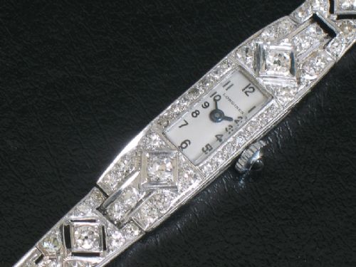 fig 9. BREATHTAKING ART DECO LONGINES PLATINUM AND DIAMOND ART DECO LADIES COCKTAIL WATCH C1930