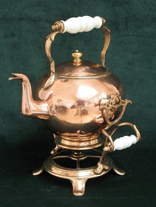 fig 2. EXTREMELY RARE GENUINE VICTORIAN COPPER KETTLE ON STAND C1850