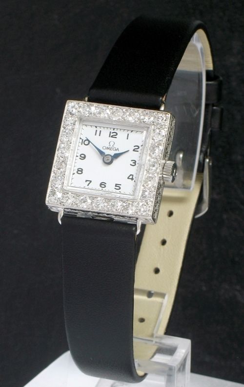 Breathtaking Omega 18ct White Gold and Diamonds Ladies Art Deco Cocktail Watch C1928