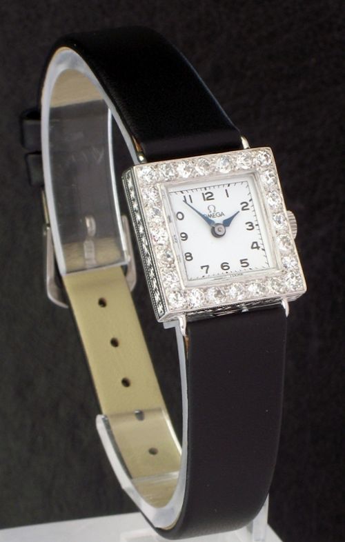 fig 1. BREATHTAKING OMEGA 18CT WHITE GOLD AND DIAMONDS LADIES ART DECO COCKTAIL WATCH C1928