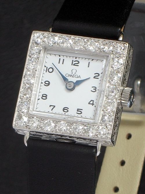 fig 2. BREATHTAKING OMEGA 18CT WHITE GOLD AND DIAMONDS LADIES ART DECO COCKTAIL WATCH C1928