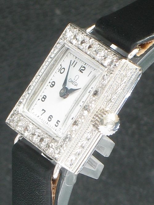 fig 4. BREATHTAKING OMEGA 18CT WHITE GOLD AND DIAMONDS LADIES ART DECO COCKTAIL WATCH C1928