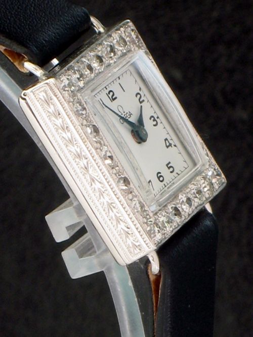 fig 5. BREATHTAKING OMEGA 18CT WHITE GOLD AND DIAMONDS LADIES ART DECO COCKTAIL WATCH C1928