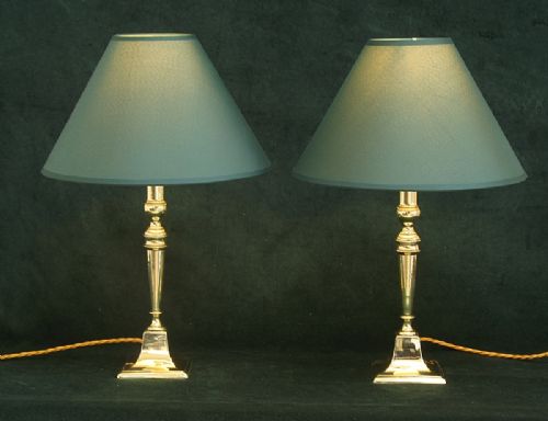 fig 1. BEAUTIFUL PAIR OF GENUINE GEORGIAN SOLID BRASS TABLE OR DESK LAMPS C1820