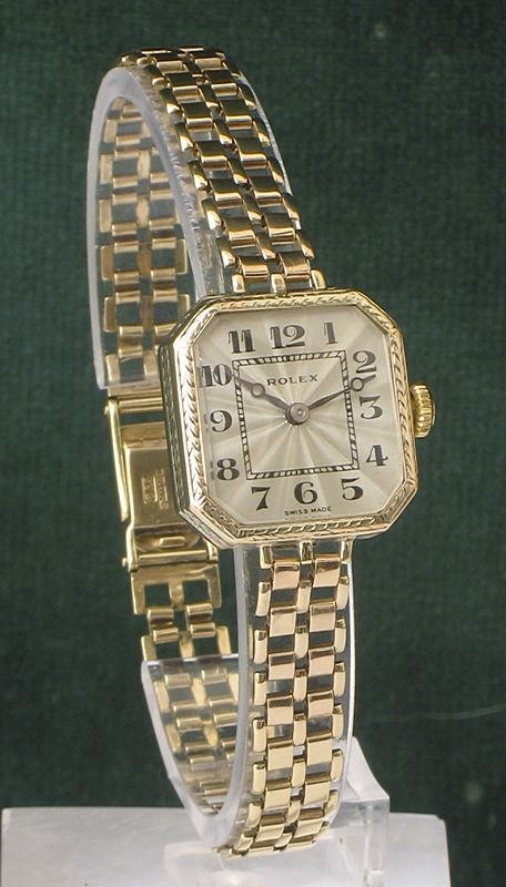 fig 1. STUNNING RARE SOLID 9CT GOLD LADIES ROLEX ART DECO COCKTAIL WATCH C1923