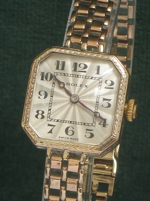 fig 3. STUNNING RARE SOLID 9CT GOLD LADIES ROLEX ART DECO COCKTAIL WATCH C1923