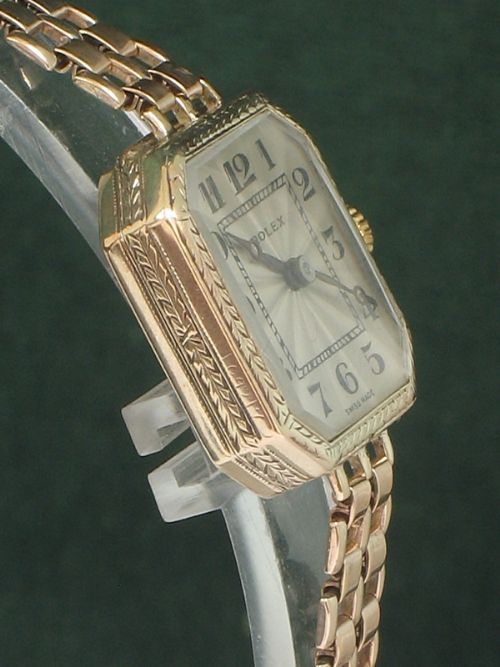 fig 4. STUNNING RARE SOLID 9CT GOLD LADIES ROLEX ART DECO COCKTAIL WATCH C1923