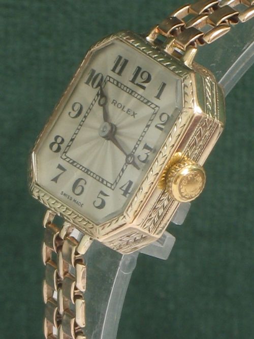 fig 11. STUNNING RARE SOLID 9CT GOLD LADIES ROLEX ART DECO COCKTAIL WATCH C1923