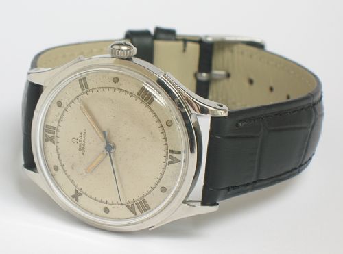 fig 4. RARE OMEGA CAL 28.10RA MODEL 2421-1 BUMPER AUTOMATIC MENS WATCH C1946