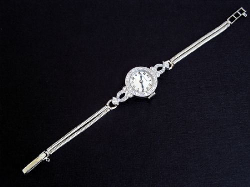 fig 7. STUNNING PLATINUM AND DIAMOND GLYCINE ART DECO LADIES COCKTAIL WATCH C1930