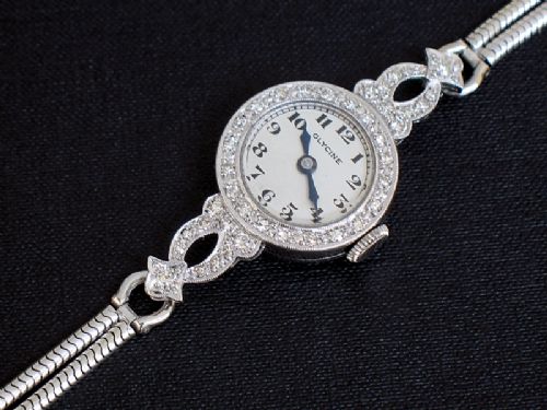 fig 8. STUNNING PLATINUM AND DIAMOND GLYCINE ART DECO LADIES COCKTAIL WATCH C1930