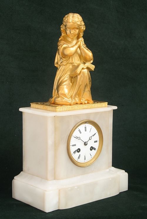 fig 1. BEAUTIFUL FRENCH GILT AND ALABASTER FIGURAL CLOCK BY JAPY FRERES AND MOUREY C1860