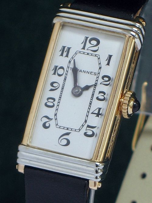 fig 1. RARE SOLID 18CT YELLOW AND WHITE GOLD GENUINE ART DECO TAVANNES WATCH C1927