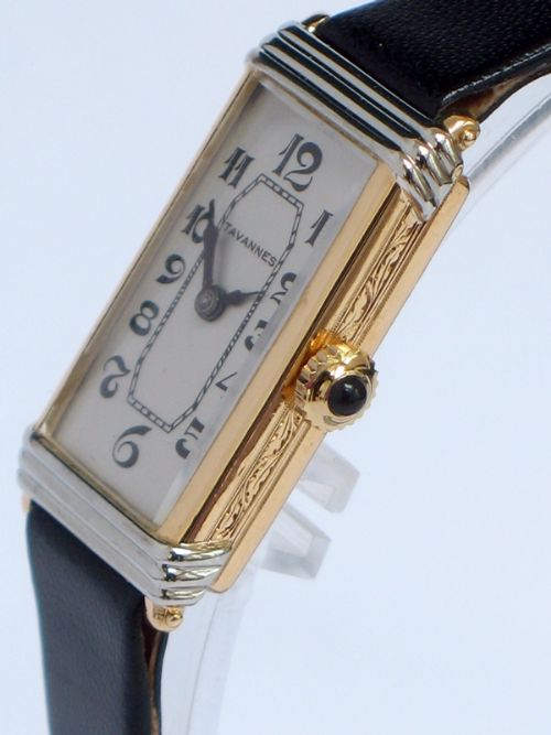 fig 4. RARE SOLID 18CT YELLOW AND WHITE GOLD GENUINE ART DECO TAVANNES WATCH C1927