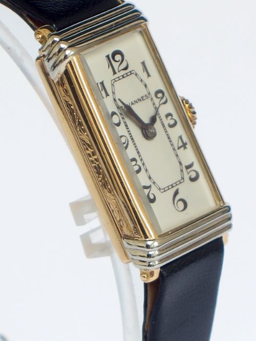 fig 5. RARE SOLID 18CT YELLOW AND WHITE GOLD GENUINE ART DECO TAVANNES WATCH C1927