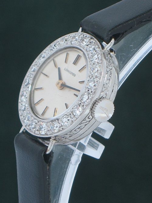 fig 3. BEAUTIFUL LONGINES 18CT WHITE GOLD AND DIAMONDS ART DECO LADIES COCKTAIL WATCH C1932