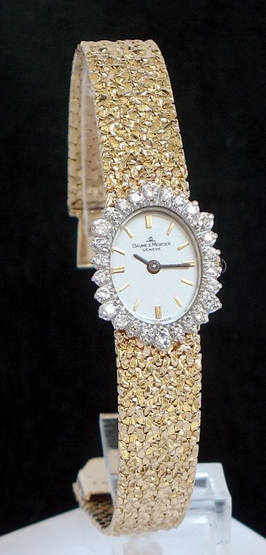 fig 1. STUNNING BAUME AND MERCIER SOLID 14CT GOLD AND DIAMONDS LADIES COCKTAIL WATCH