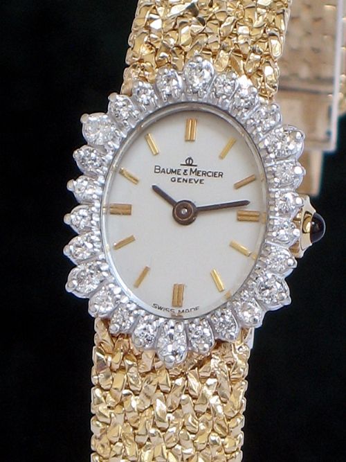fig 2. STUNNING BAUME AND MERCIER SOLID 14CT GOLD AND DIAMONDS LADIES COCKTAIL WATCH