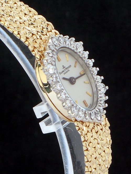 fig 3. STUNNING BAUME AND MERCIER SOLID 14CT GOLD AND DIAMONDS LADIES COCKTAIL WATCH