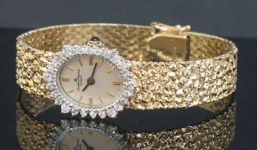 fig 4. STUNNING BAUME AND MERCIER SOLID 14CT GOLD AND DIAMONDS LADIES COCKTAIL WATCH