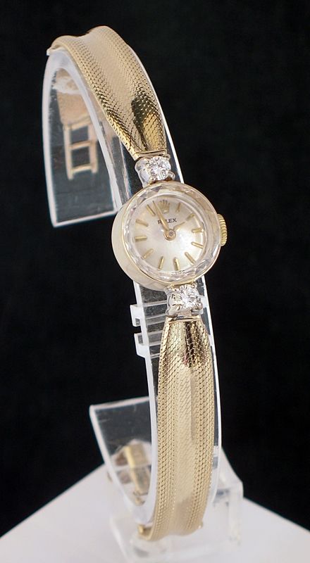 fig 1. STUNNING ROLEX SOLID 14CT GOLD AND DIAMOND LADIES COCKTAIL WATCH