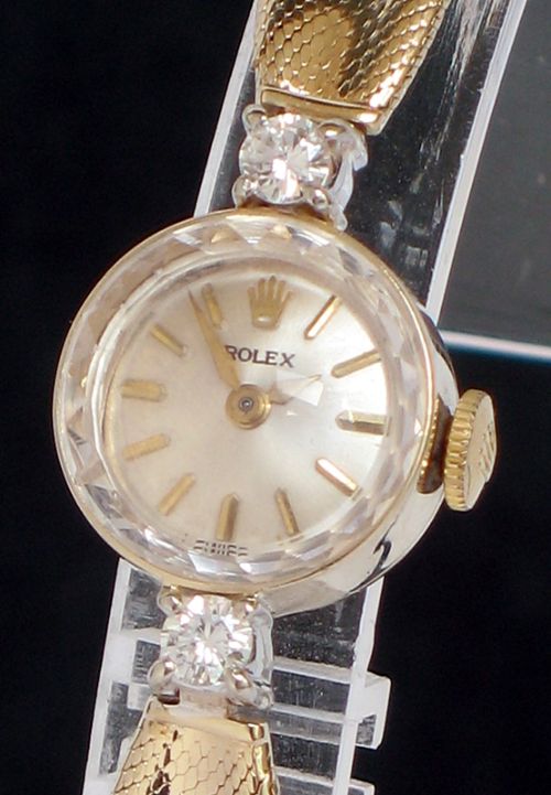 fig 2. STUNNING ROLEX SOLID 14CT GOLD AND DIAMOND LADIES COCKTAIL WATCH