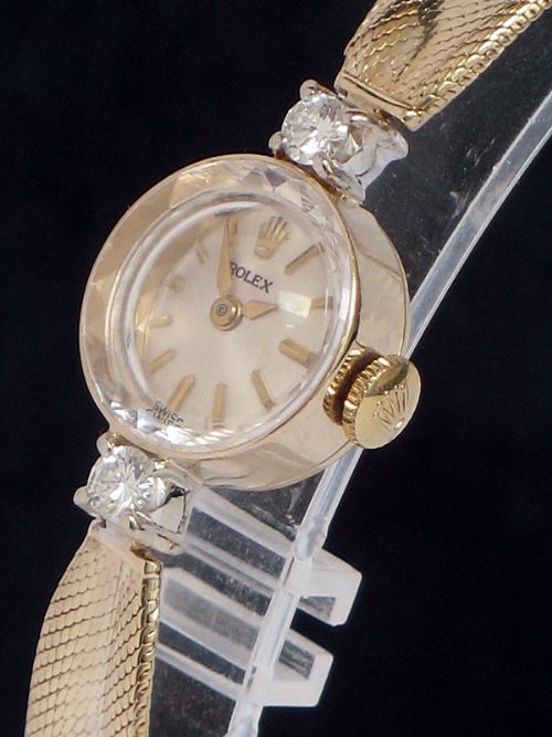 fig 3. STUNNING ROLEX SOLID 14CT GOLD AND DIAMOND LADIES COCKTAIL WATCH
