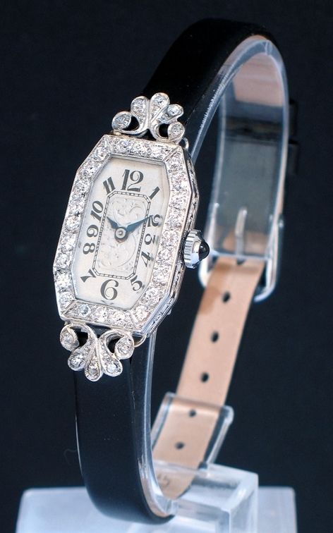 Beautiful Omega Platinum and Diamond Art Deco Ladies Cocktail Watch C1947