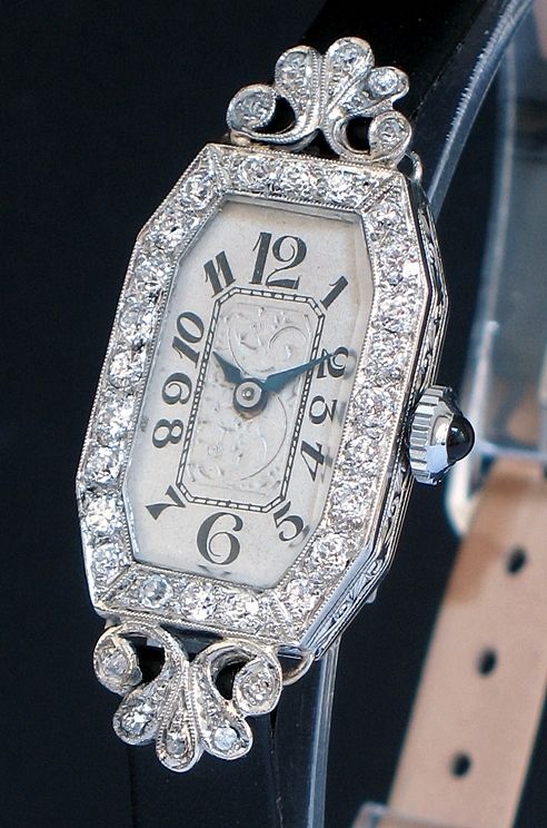 fig 2. BEAUTIFUL OMEGA PLATINUM AND DIAMOND ART DECO LADIES COCKTAIL WATCH C1947