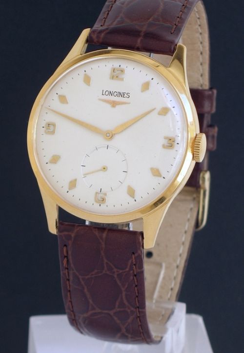fig 1. SUPERB RARE SOLID 18CT 18K GOLD LONGINES OVERSIZE MENS WATCH C1953-54