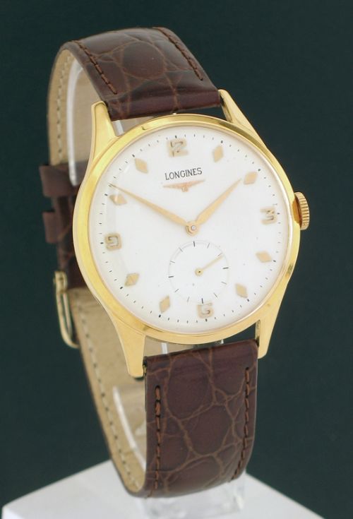 fig 2. SUPERB RARE SOLID 18CT 18K GOLD LONGINES OVERSIZE MENS WATCH C1953-54