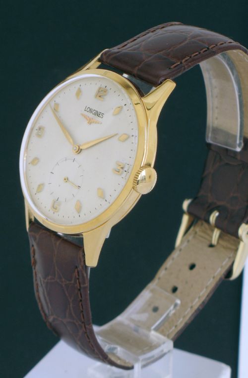 fig 3. SUPERB RARE SOLID 18CT 18K GOLD LONGINES OVERSIZE MENS WATCH C1953-54